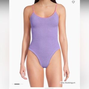 Hunza G Lilac and Pink One Piece Swimsuit